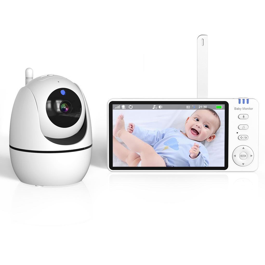 5.0 Inch Smart Baby Monitor With Screen 720p HD 4X Zoom Two Way Audio