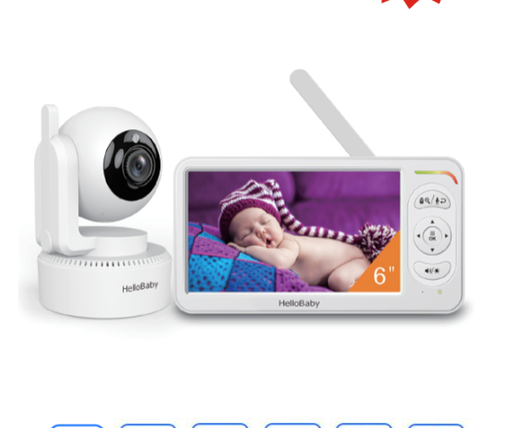 6.0 Inch Video Baby Monitor with Remote Pan and Tilt Function 6.0" IPS