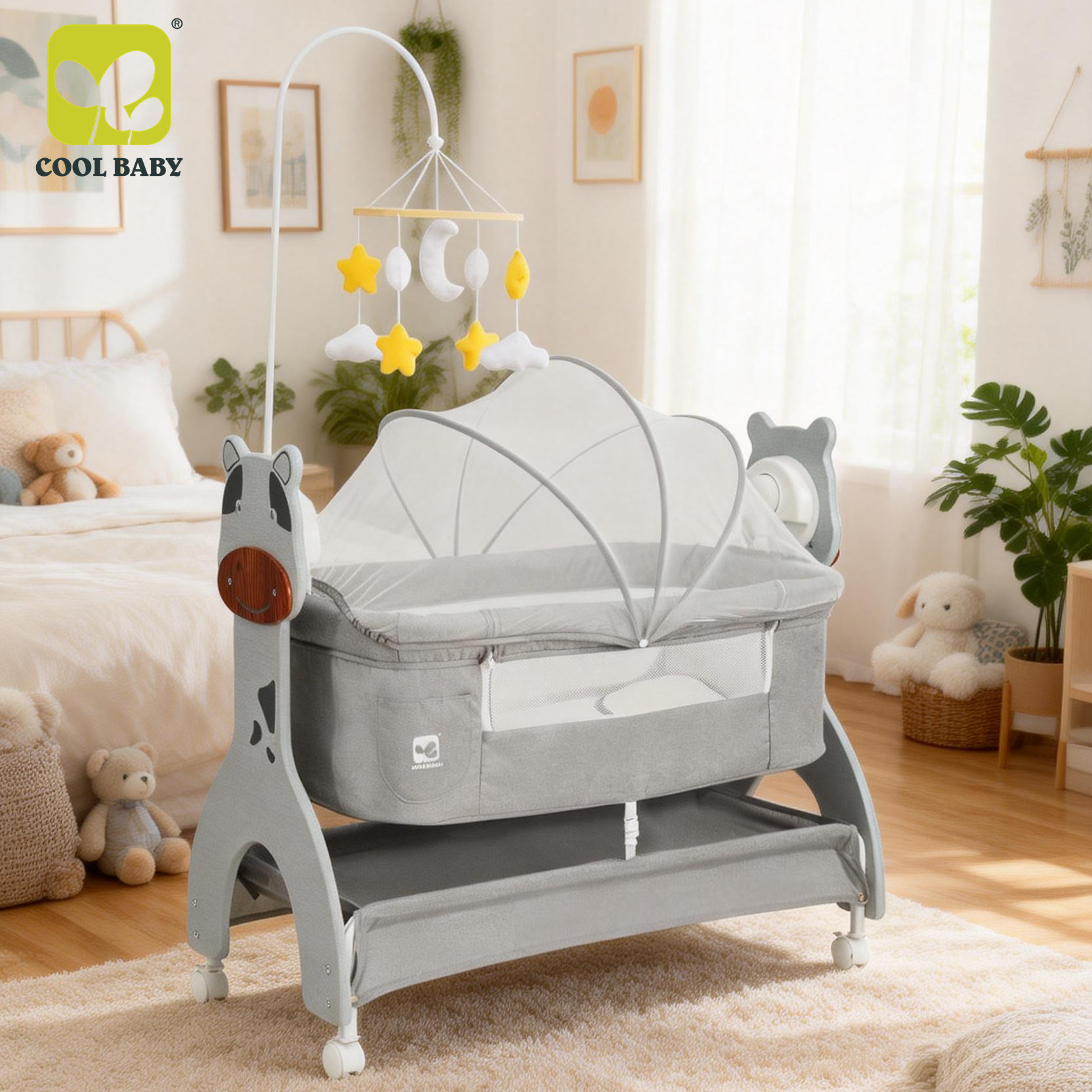 D1571 CoolBaby 0-24M Electric Auto Swing Baby Cradle Bassinet