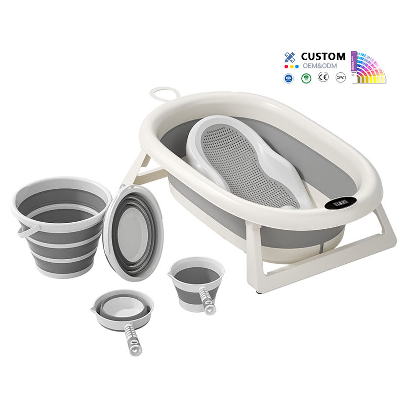 Foldable Baby Bathtub Set With Temperature Bathing Kit Baby Bath