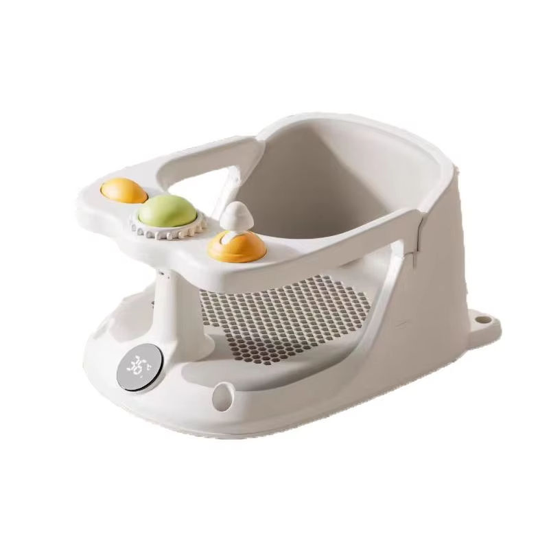 Bath Seat for Toddler Wash Body With Thermometer Support Non-Slip Soft