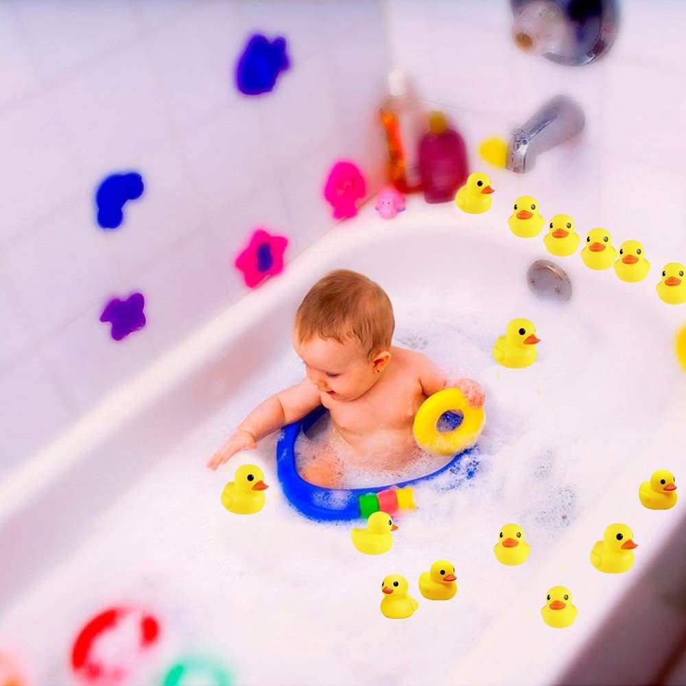 Yellow Rubber Ducks 10pcs Preschool Bath Toys Bathtub Floating Squeaky