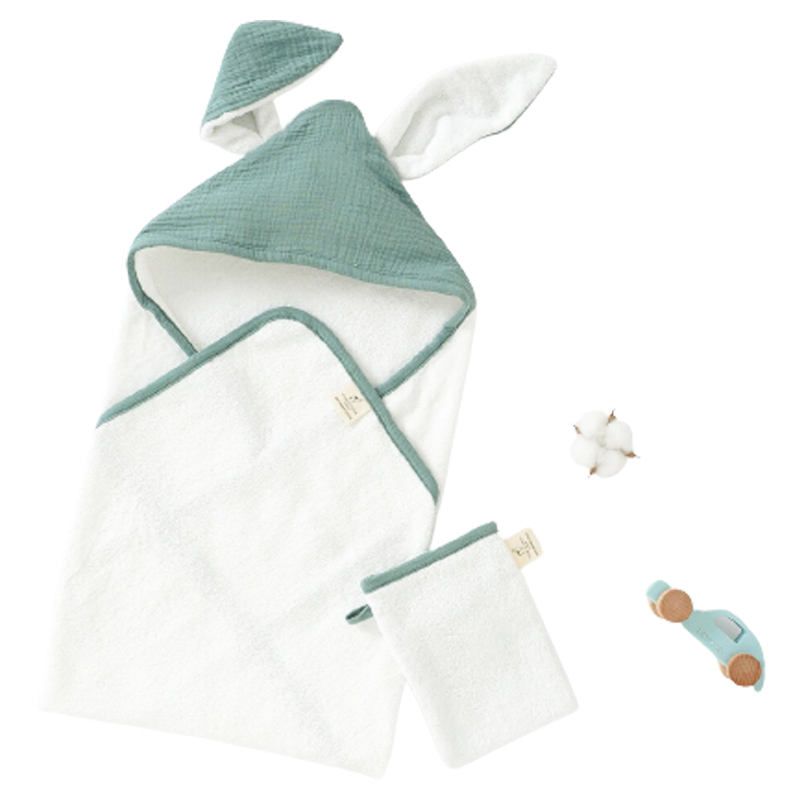 Newborn 100% muslin cotton hooded Baby Bath Towel Blankets bathrobe