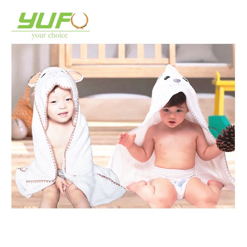 Newborn 100% Organic Cotton Bamboo Animal Kids Baby Bathrobe With Hood