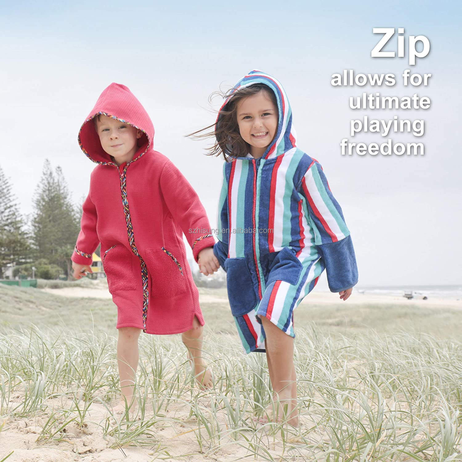 Logo Quick-Dry Woven Beach Swimming Cotton Towelling Hooded Kids Terry