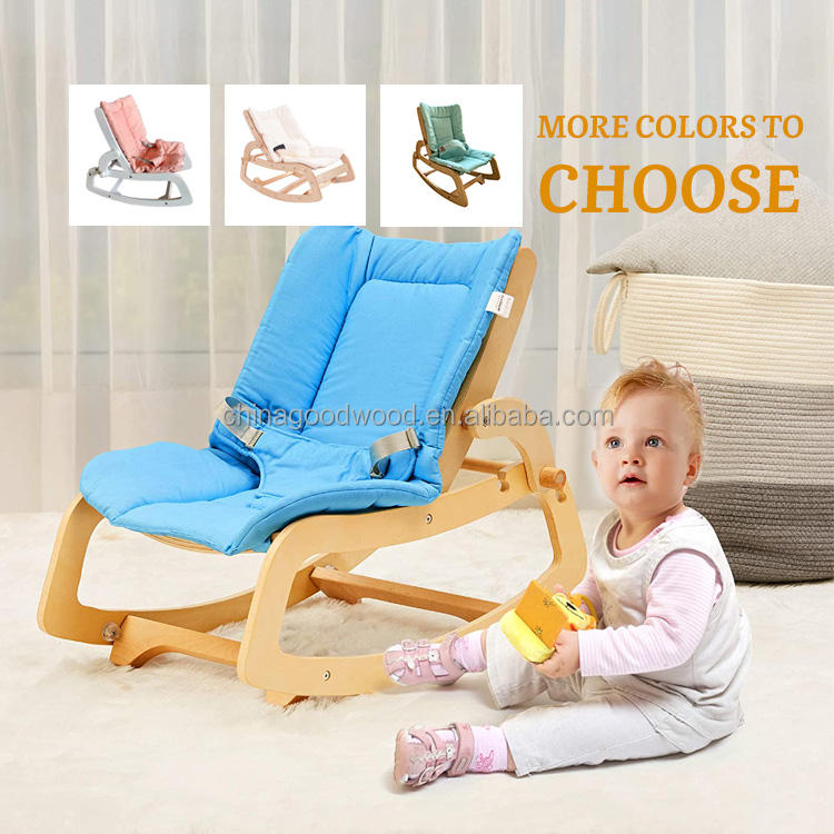 Wonderful Modern Kids Adjustable Solid Wood Rocking Chair Infant Sleep
