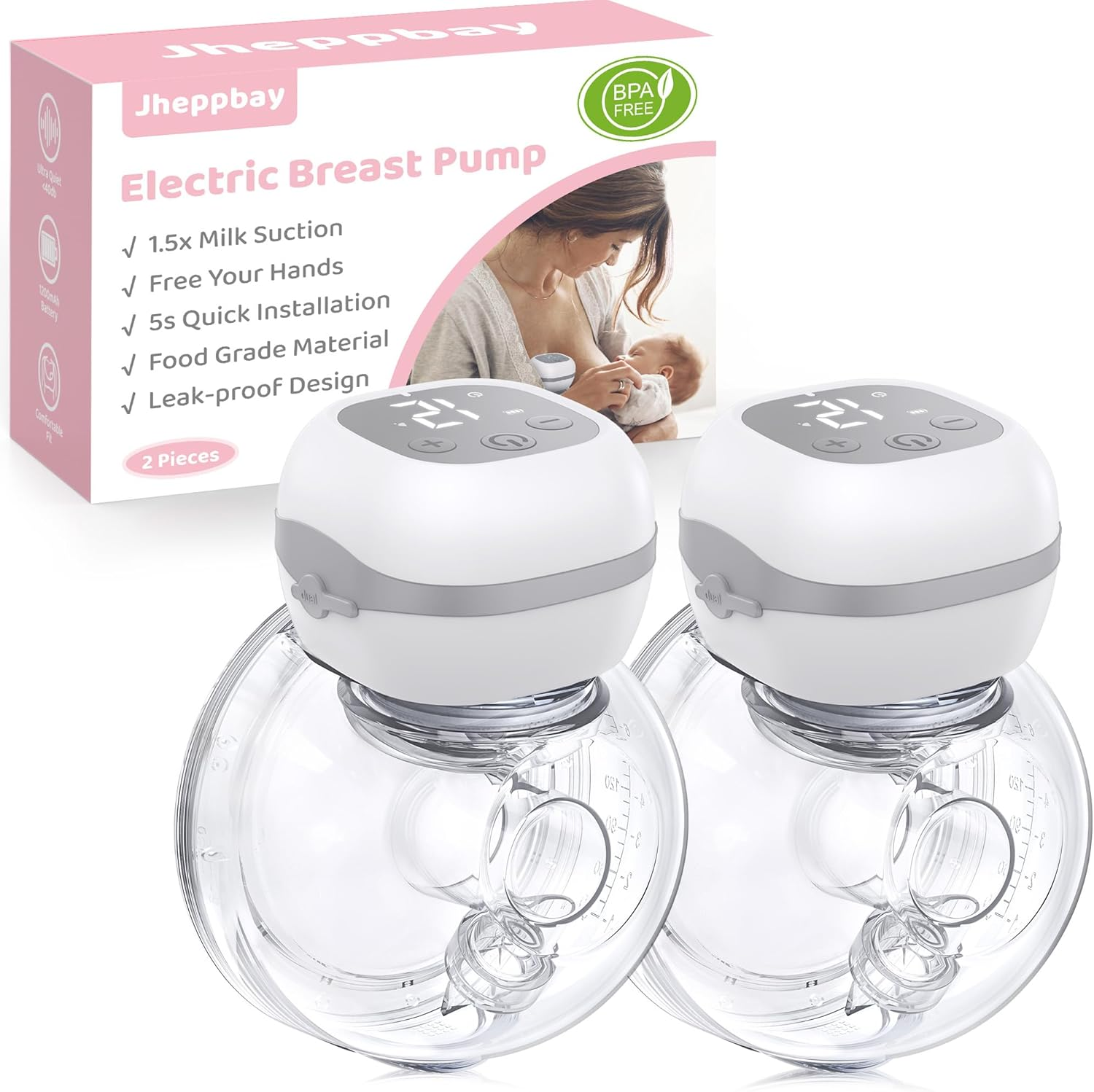 Hands Free Silicone Wireless Feeding Breast Milk Pump Wearable Electric
