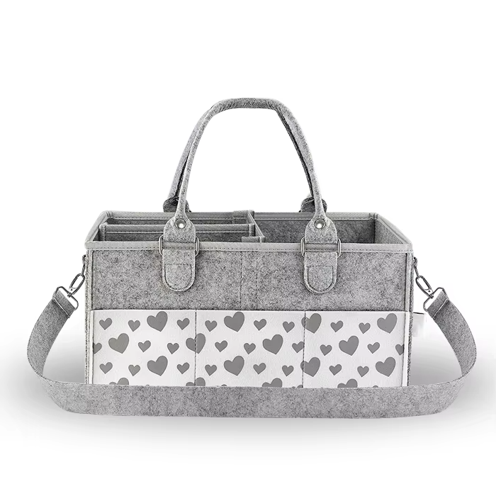 Mummy & Baby Travel Organizer Fashionable Felt Diaper Caddy Bag with