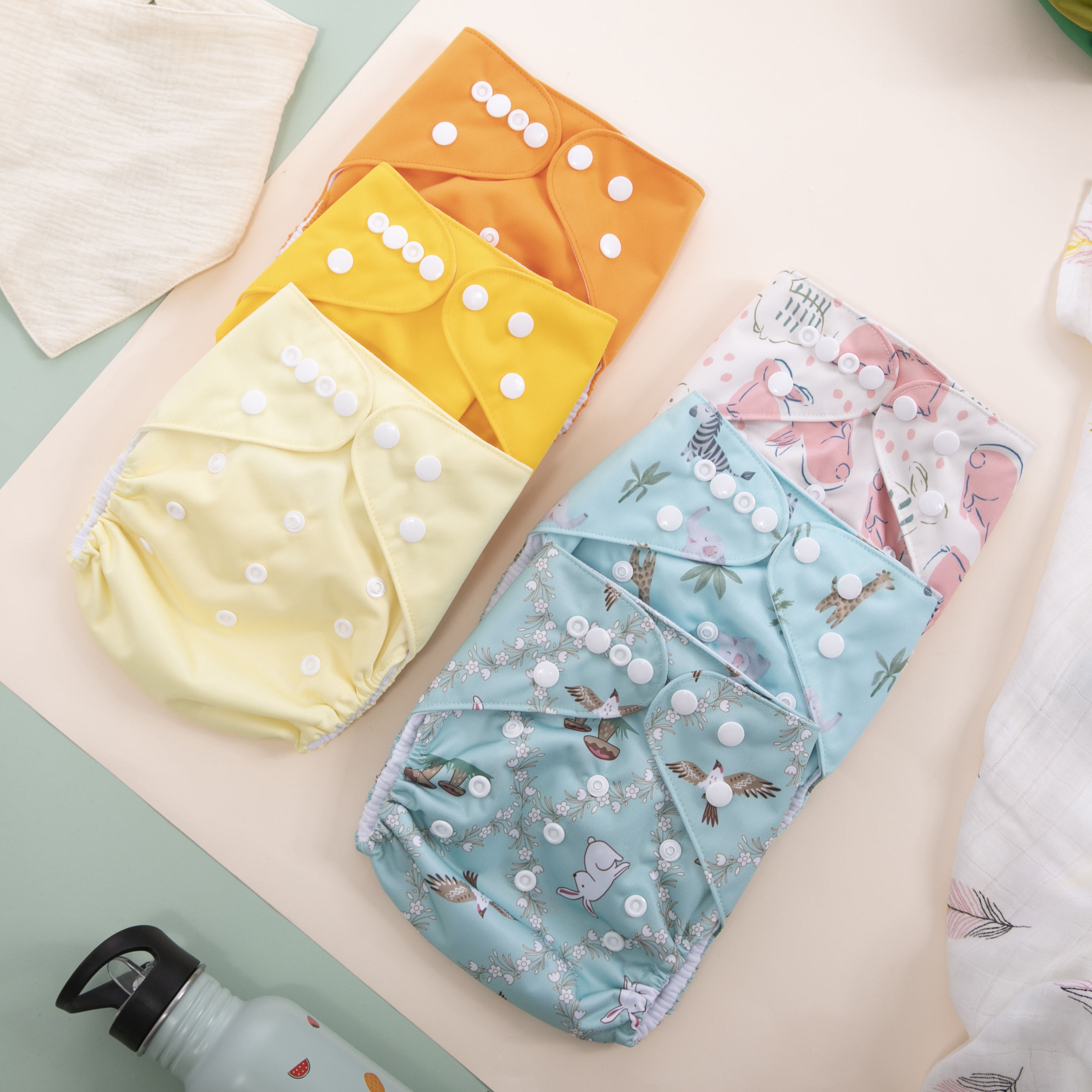 Washable Cloth Diapers for Babies One Size Adjustable Washable Reusable