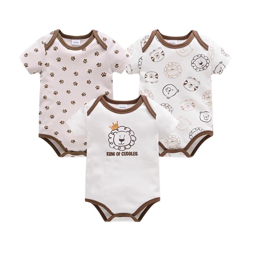 Summer Baby Clothes New Cotton 0-1 Year Old Infant Jumpsuit 3-Piece Set