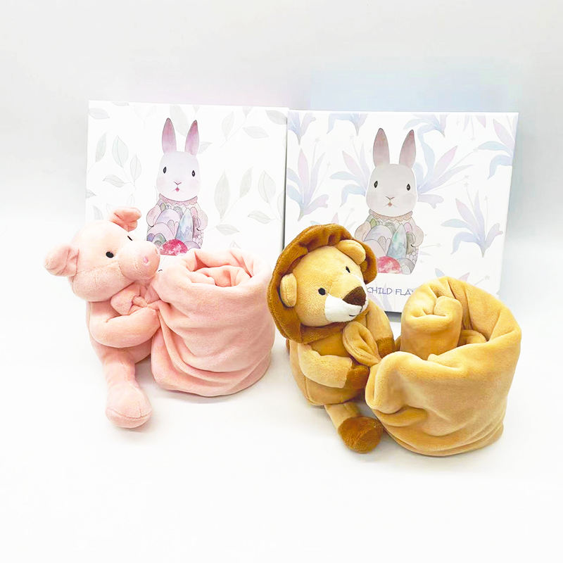 Plush Grip Baby Security Blanket with Animals Newborn Toy Baby 0-1