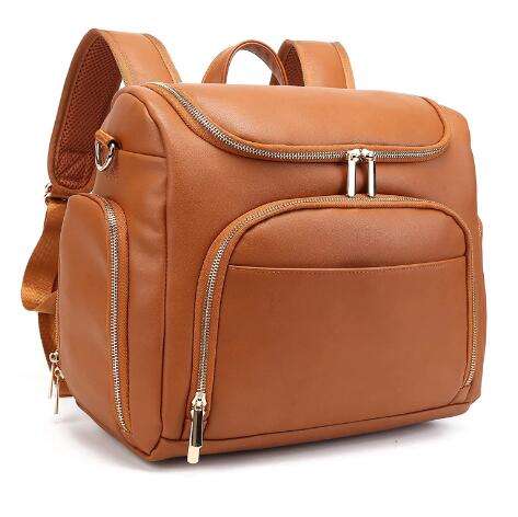 Vegan Leather Baby Backpack Diaper Bag with Changing Station Luxury