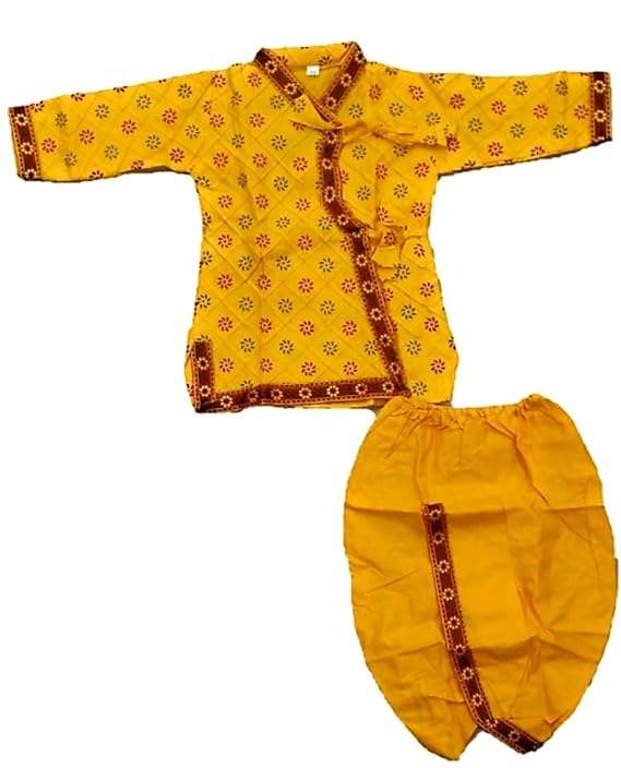 Rajasthani Indian Kirshna Suit Set Print Dhoti Kurta Boy's Traditional