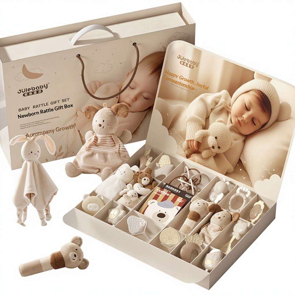20 PCS Newborn Baby Rattle Gift Set Organic Plush Toys BPA Free Infant