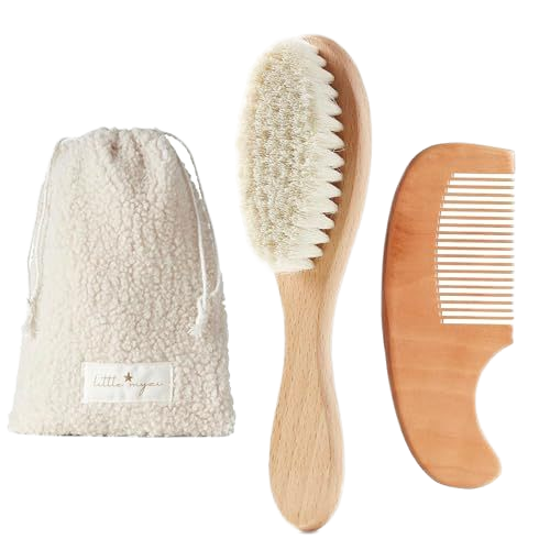 Natural Wooden Baby Brush And Comb Set For Newborns Baby Brush 100 %