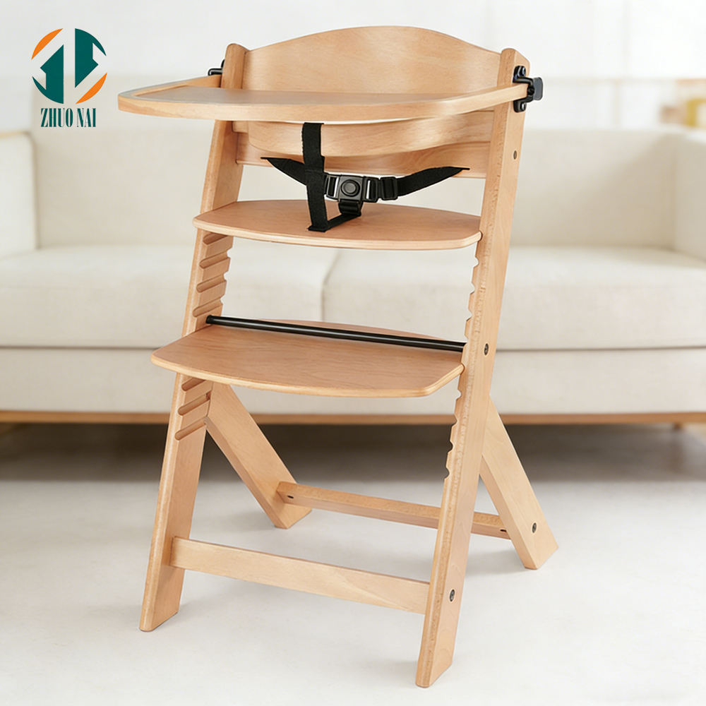 Simple Home Wooden Adjustable Baby Feeding Kids High Chair Toddler