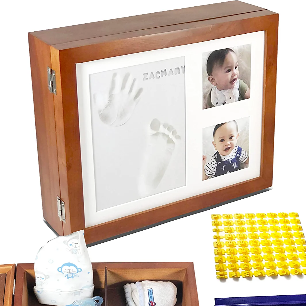Chunlei Panneau En Bois Baby Handprint Footprint Kit Baby Memory Box