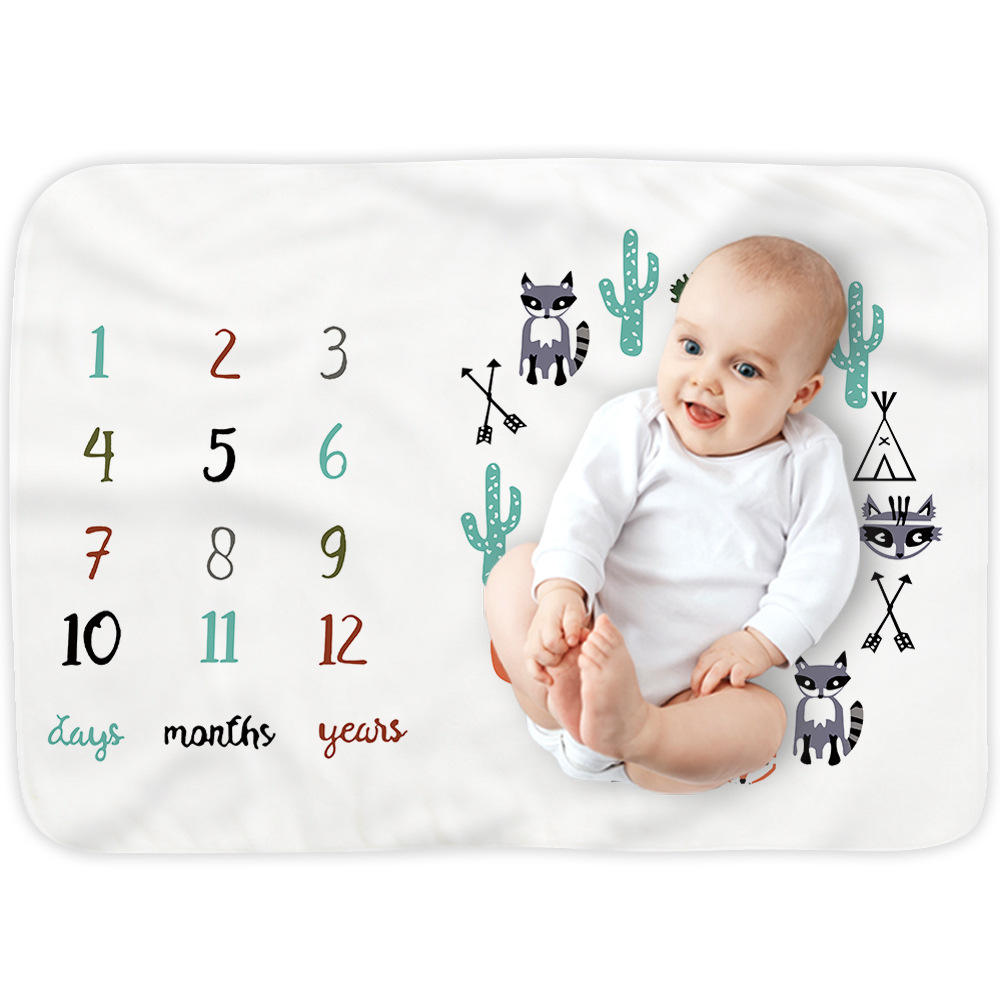 Unisex Soft Newborn Growth Photography Swaddle Blanket Cute Baby Fleece