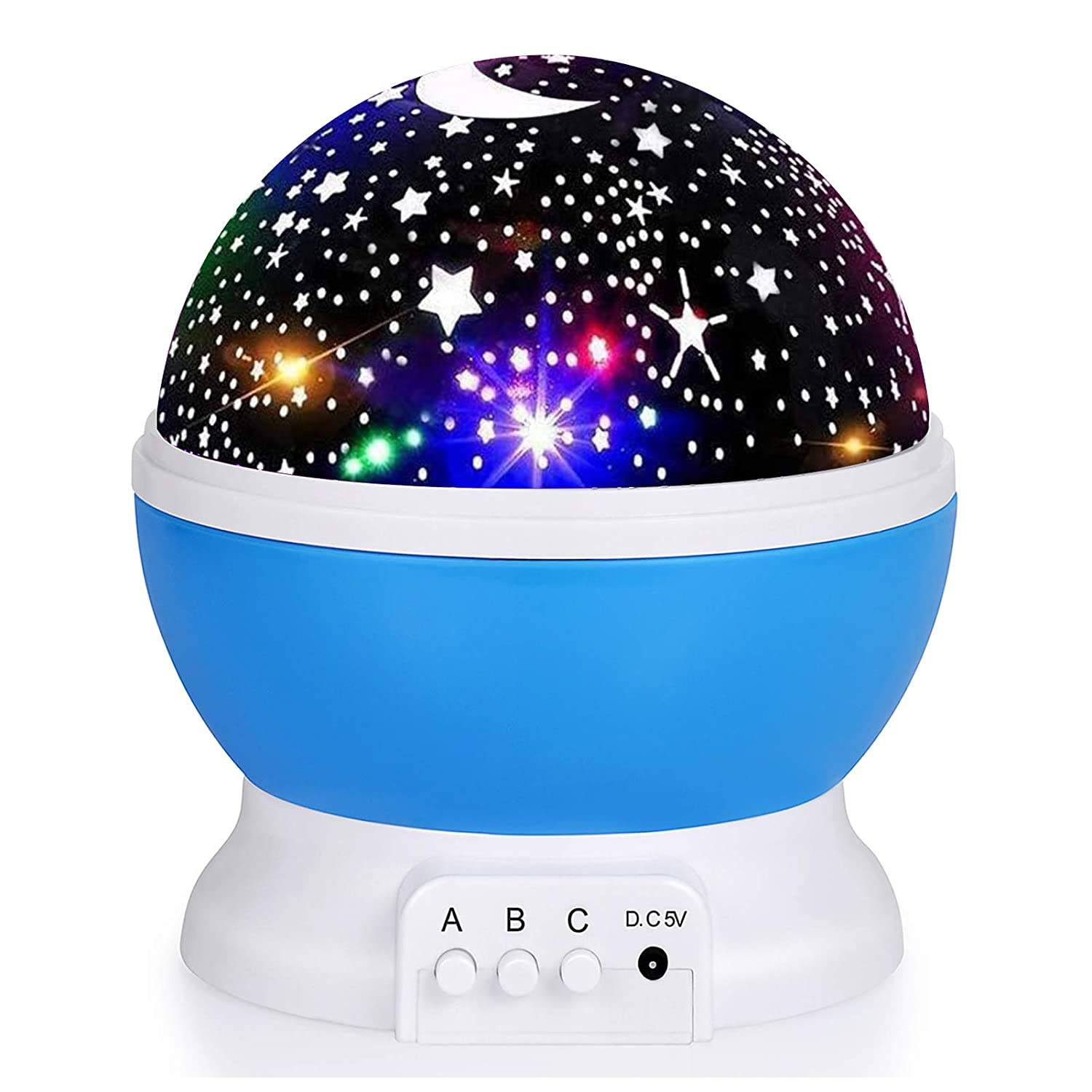 Cable 8 Colors Change Night Light 360 Rotating Star Projector Kids Star