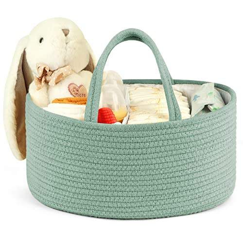 Carved Foldable Cotton Rope Woven Diaper Caddy Nursery Organizer