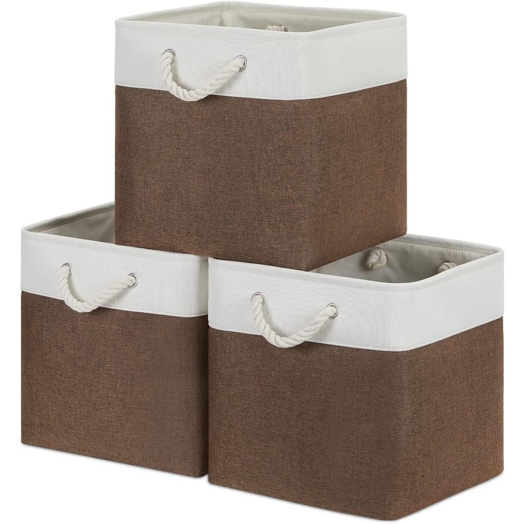Large Fabric Storage Baskets for Shelves Closet Foldable Bins Clothes