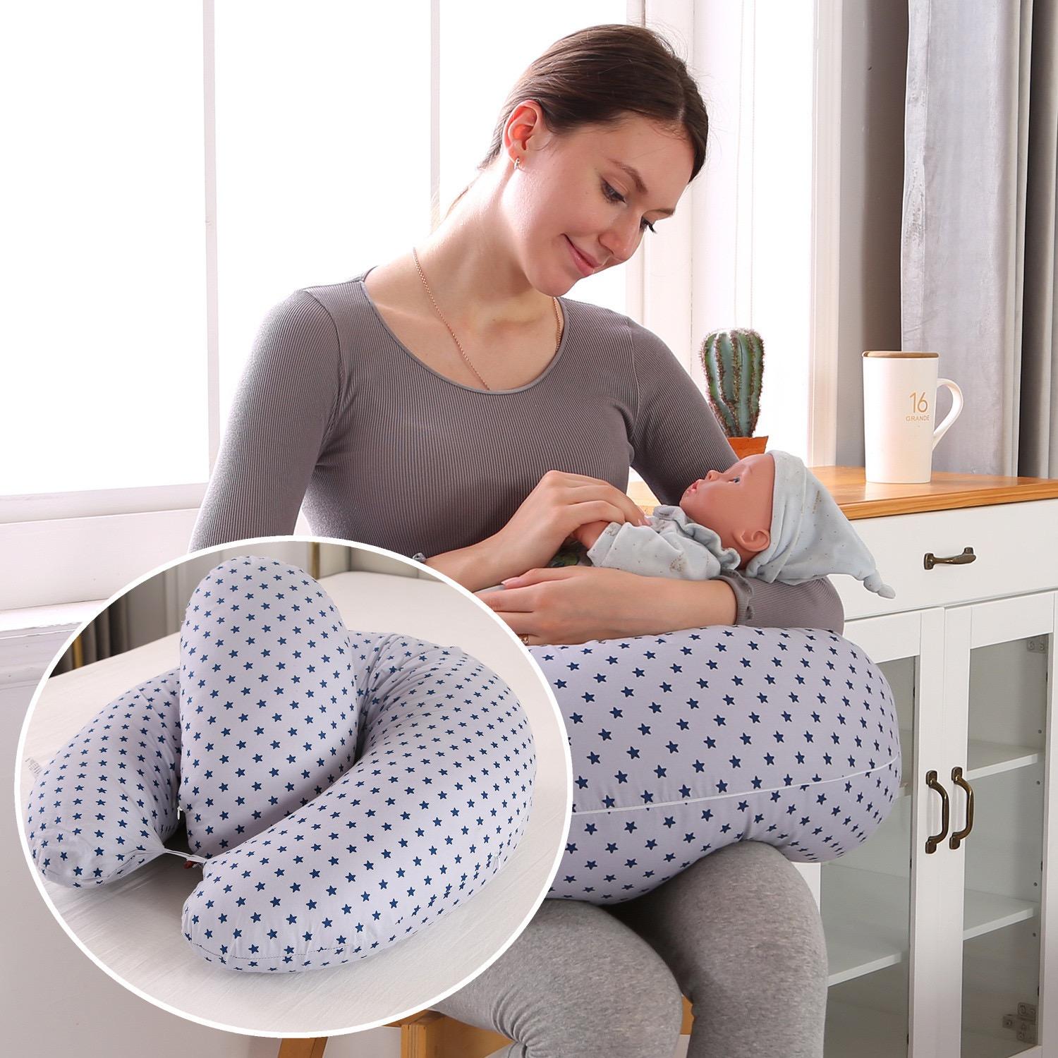 Large Adjustable C-Shaped Sit-Up Support Nursing Pillow Polyester Fiber