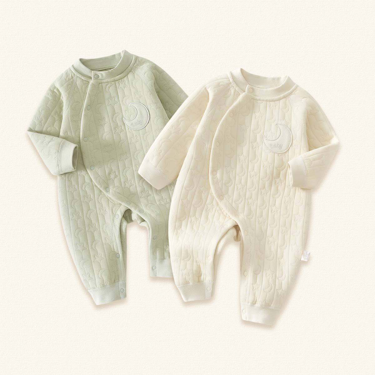 Baby Clothes Warm Cotton Knit Baby Bodysuit Set Solid Pattern Onesie