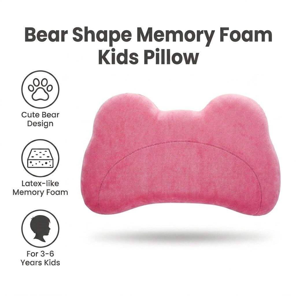 Bear Shape Memory Foam Pillow with Removable & Washable Cover
