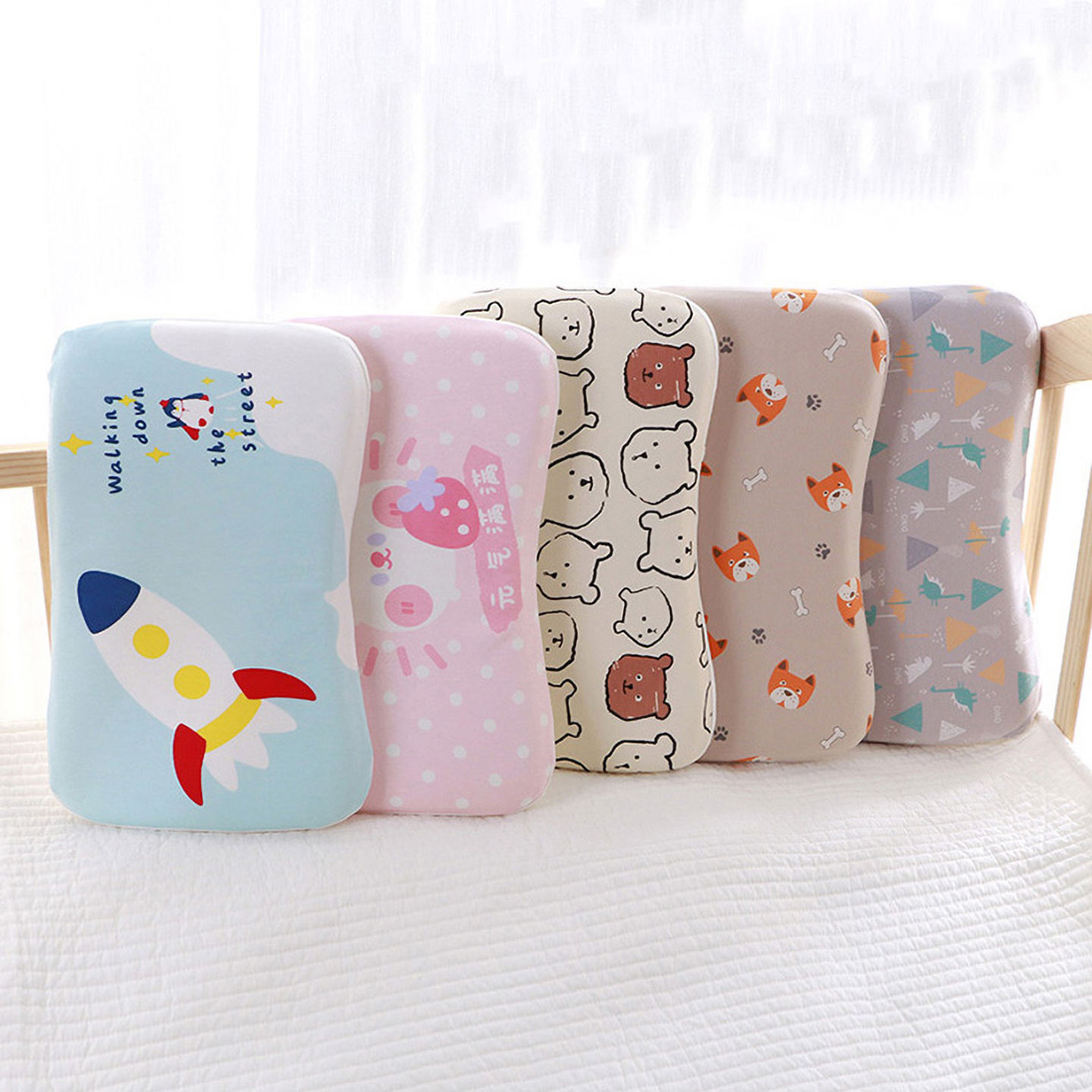 Cartoon Children's Pillow Memory Foam Baby Pillow Washable Cotton Slow