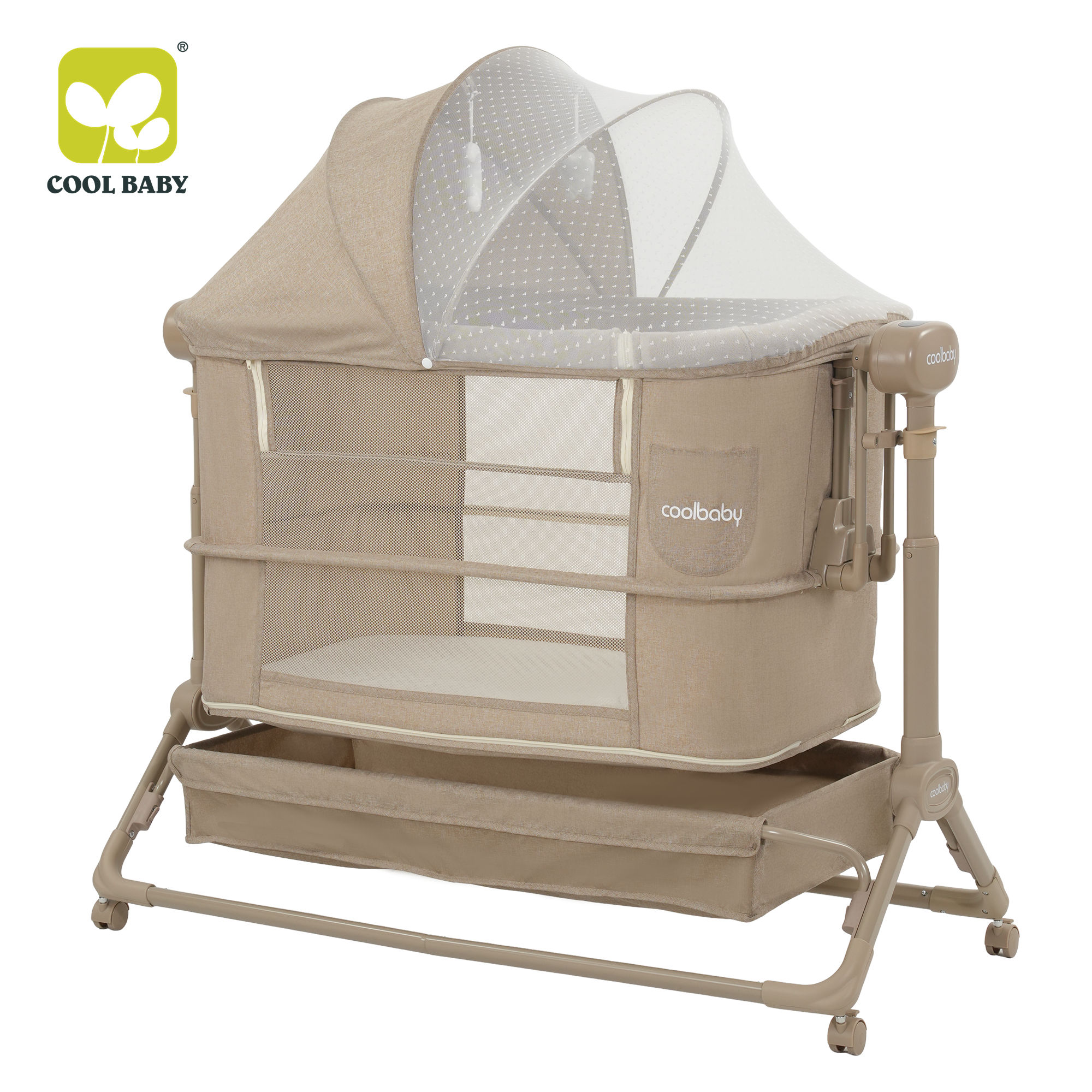 CB123 CoolBaby Adjustable Height Electric Baby Bassinet for Infant with