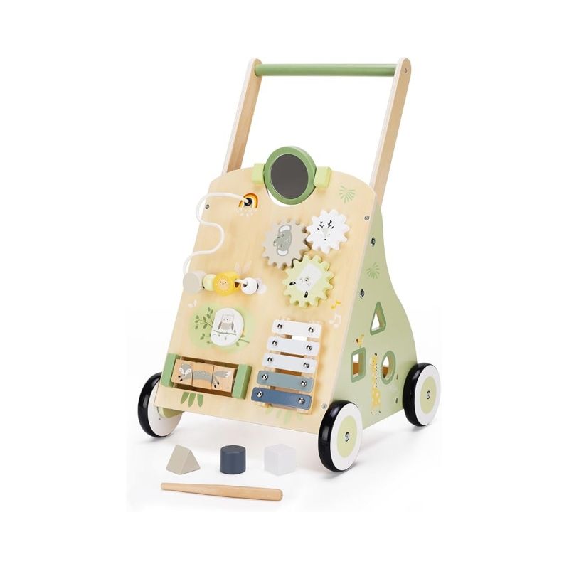 Wooden Baby Push Walker and Toddler Pull Learning Activity Toy Develop