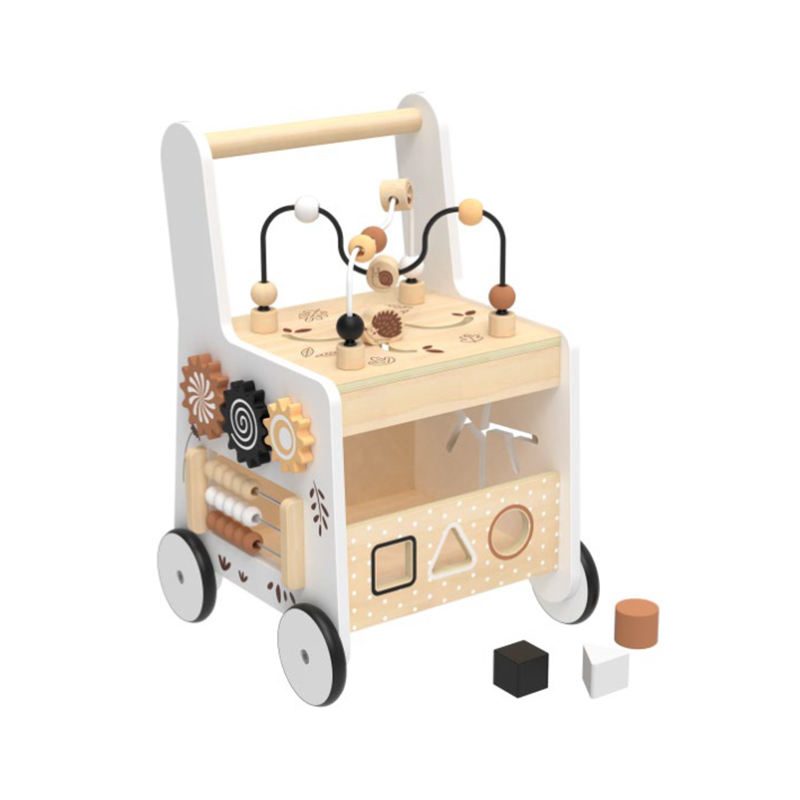 Wooden Baby Walker Activity Cube Busy Board Pull and Push Cart Baby