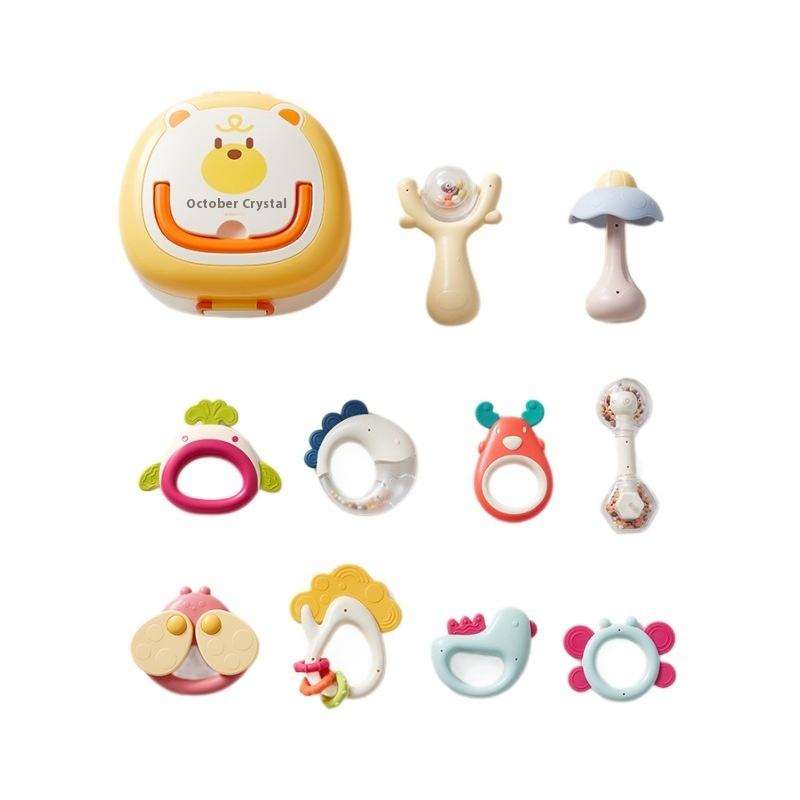 Baby Educational Teething Toy Set ABS Plastic Handheld & Wrist Rattles
