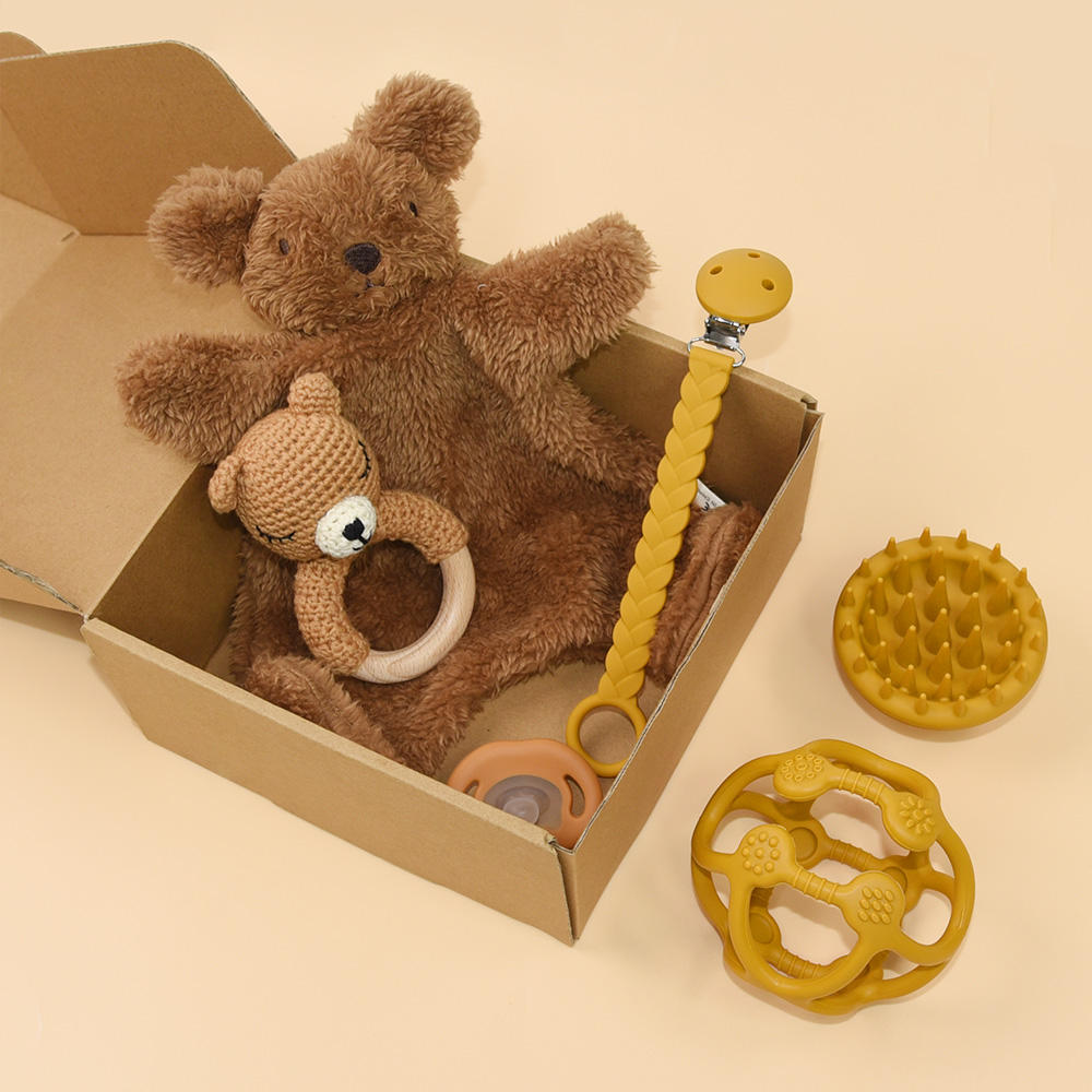 Wolife Original Design Baby Security Blanket Teething Crochet Rattle