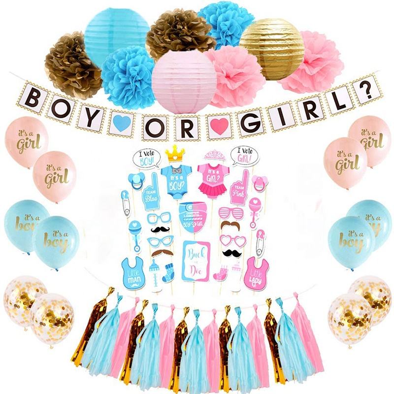 Gender Reveal Party Supplies Baby Shower Decorations Kit-Boy or Girl