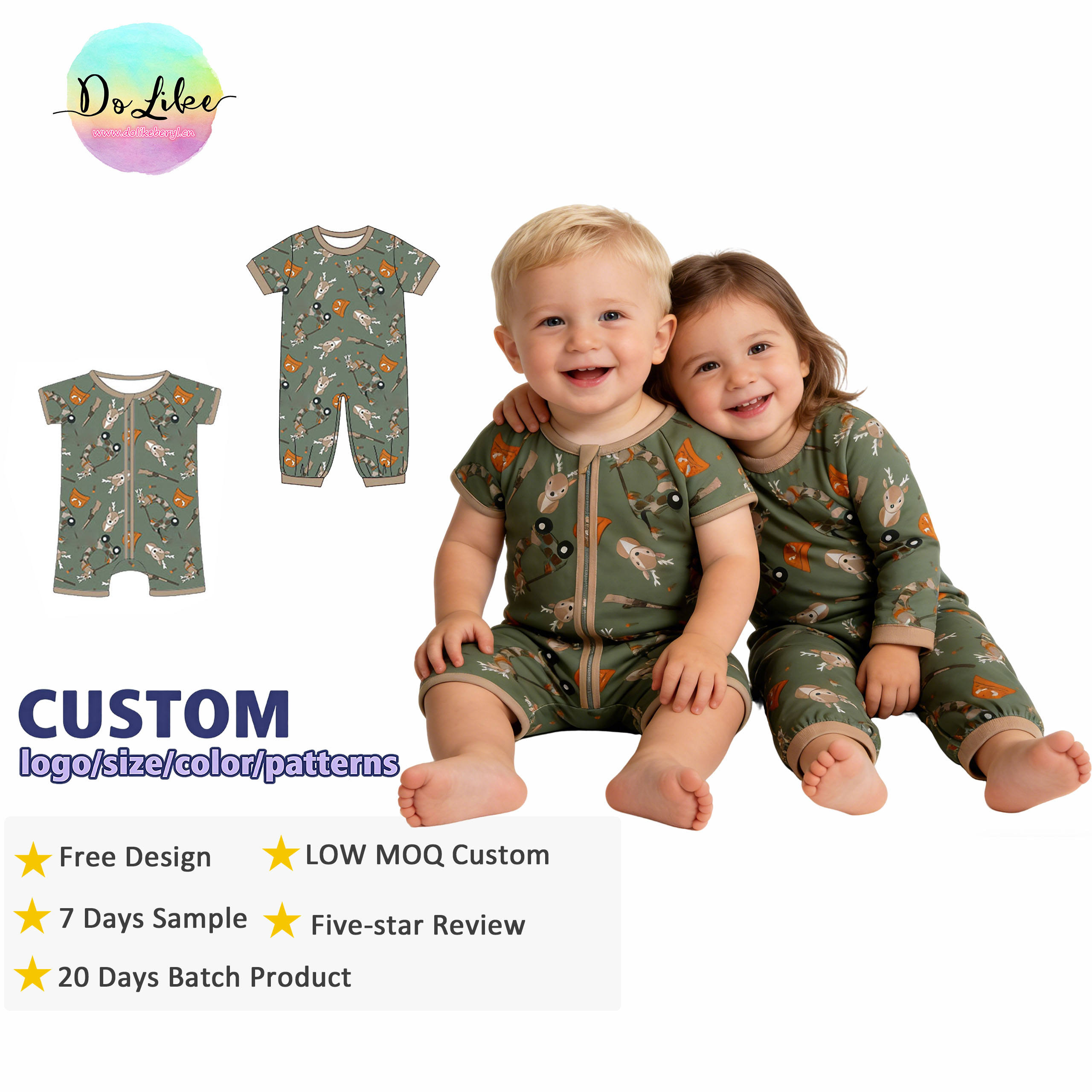 Summer Baby Bamboo Zippy Romper Kids Bamboo Bodysuit Baby Boys Clothes