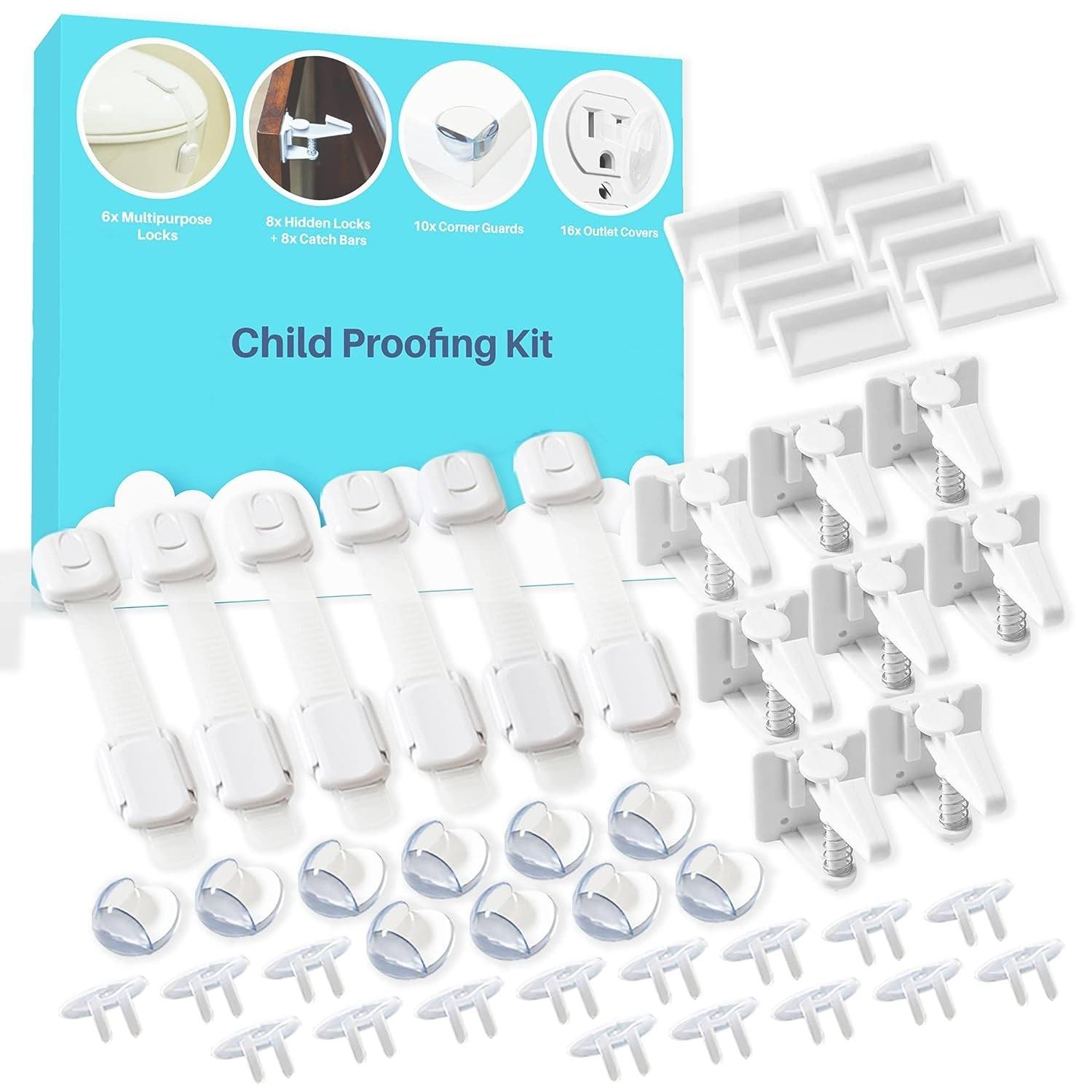 Complete Baby Proofing Kit Child Safety Hidden Cabinet Locks Adjustable
