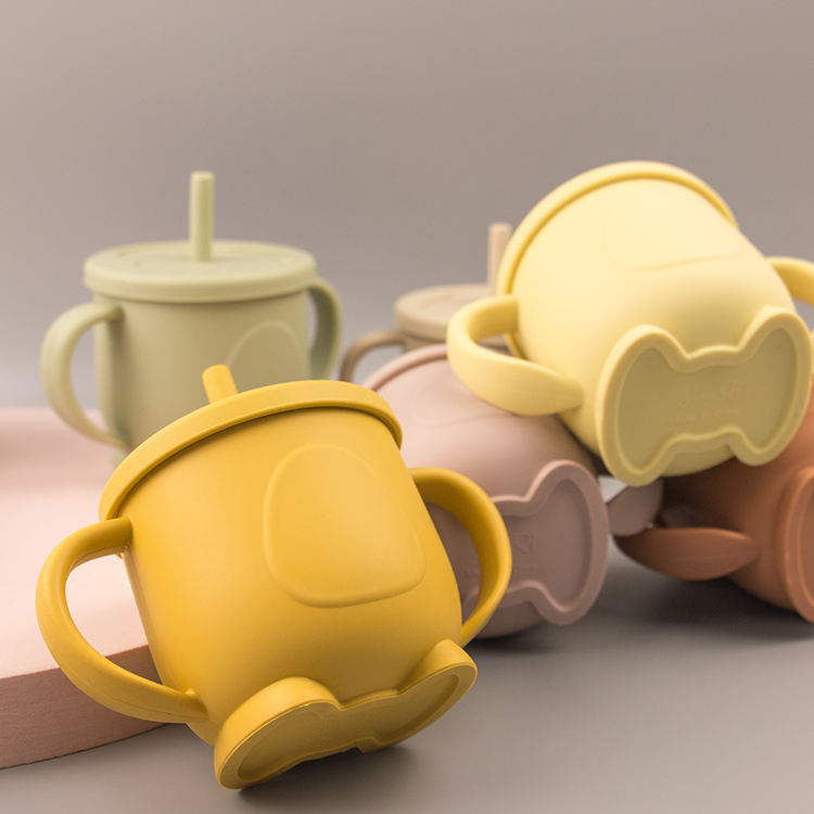 Food Grade Silicone Toddler Kids Baby Sippy Cup Spill Drinking Water