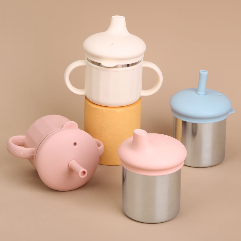Kids Leak Proof Safe Silicone Double-Layer 304 Stainless Steel 2 in 1