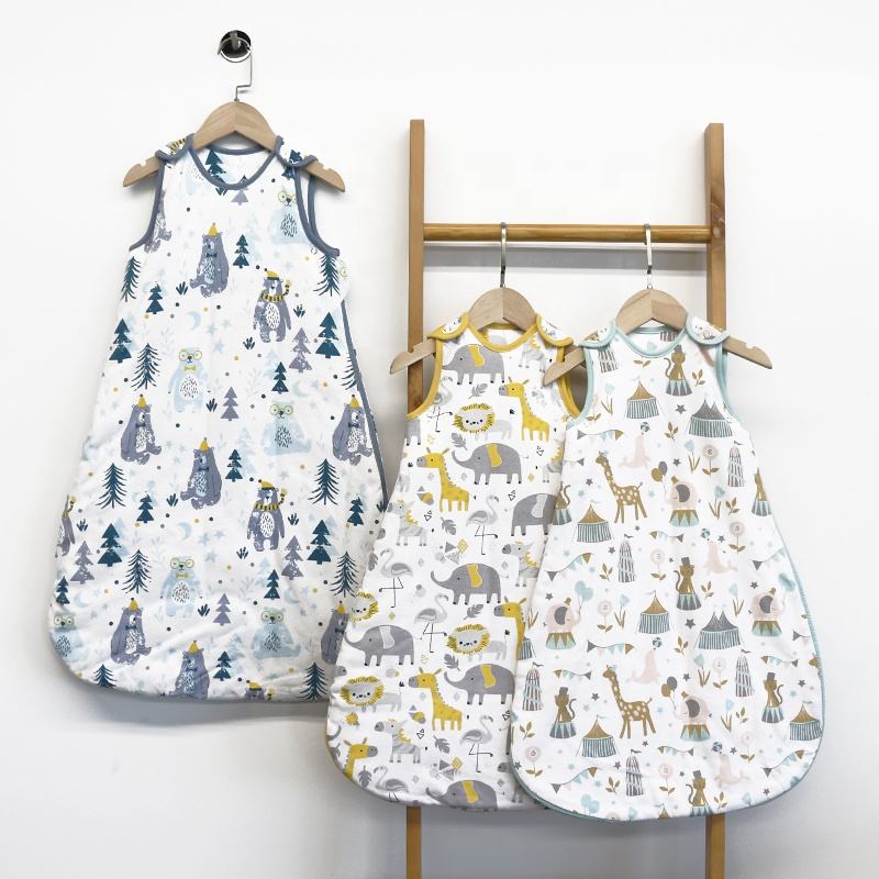 1.5 Tog Baby Sleep Sack 100% Cotton Printed Sleeveless Zipper Baby