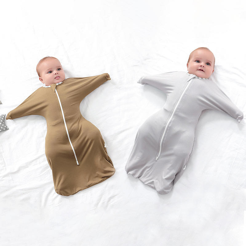 Breathable Long Sleeve Bamboo Cotton Baby Sleeping Bag Unisex Swaddle