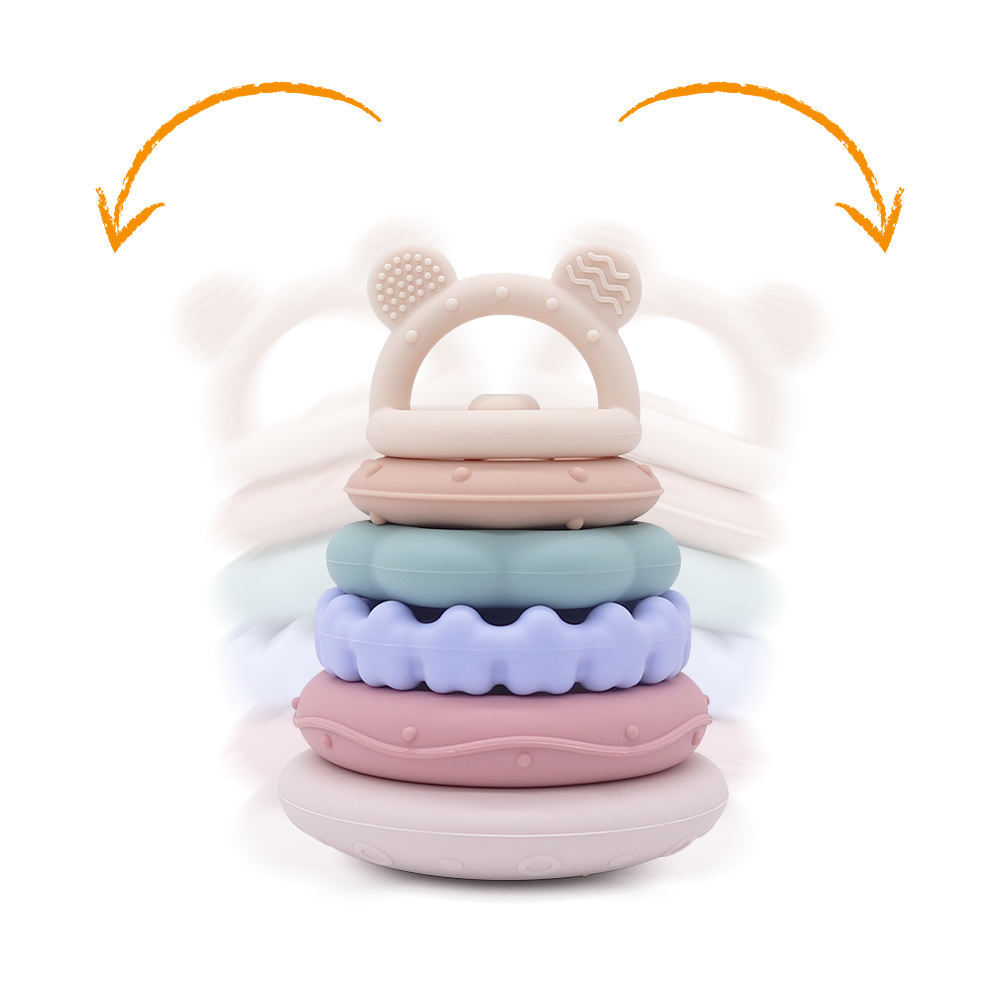 6 Pcs Montessori Silicone Stacking Toy for Baby 0-12 Months Educational