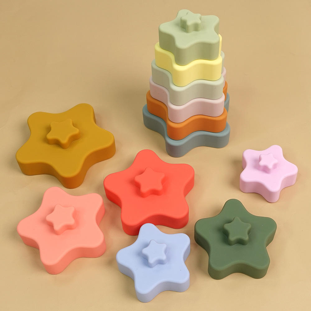 Silicone Stacking Toy Soft Building Rings Stackers Montessori
