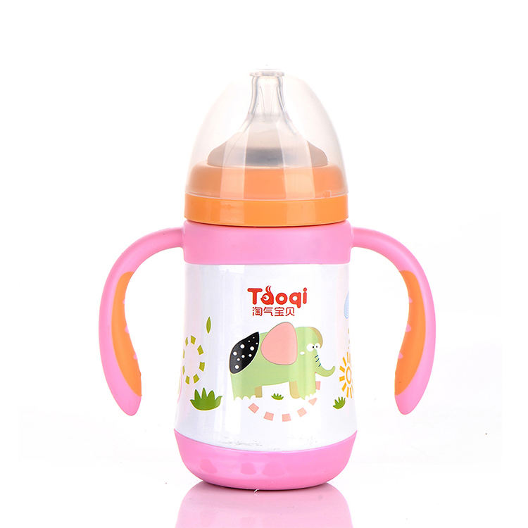 300ml Stainless Steel 304 Baby Feeding Bottle with Silicone Nipple