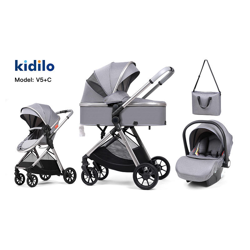Kidilo Baby Stroller Reclining Two-Way High-Visibility 3-in-1 Foldable
