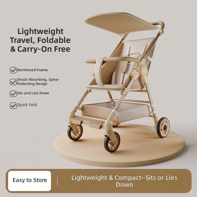 Lightweight Foldable Metal 4-Wheel Travel System Baby Pocket Stroller
