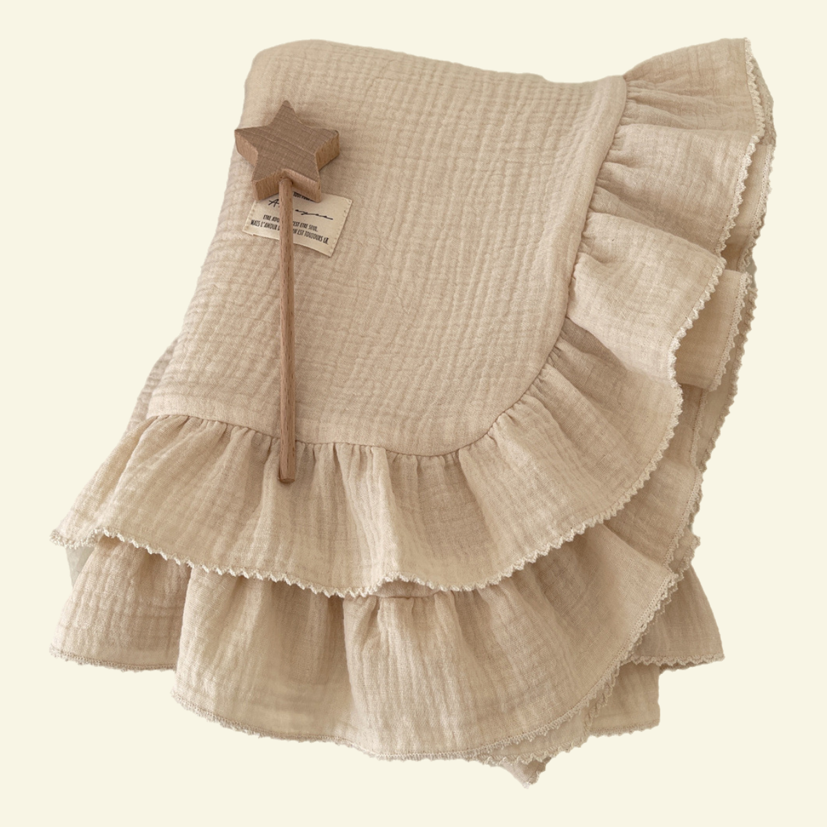 Infant Ruffle Edge 4 Layers Baby Wrap 100% Organic Cotton Fabric Cloth