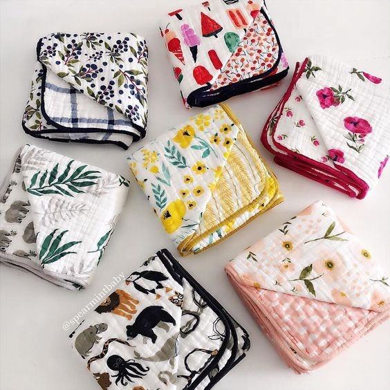 Various Layers of Muslin Baby Blanket Swaddle