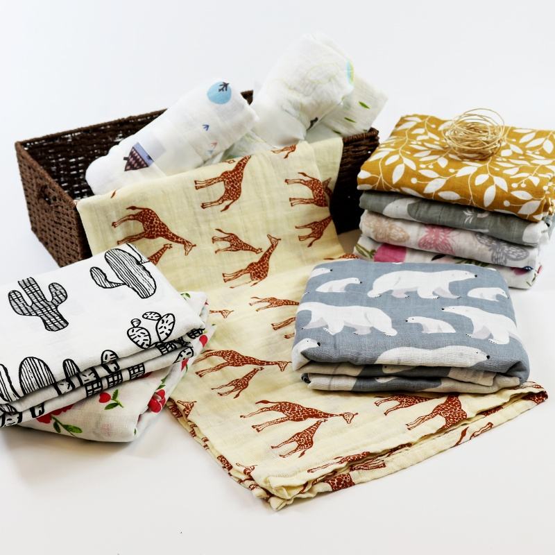 100% Organic Cotton Baby Swaddle Blanket Soft Newborn Wrap Muslin Kids'