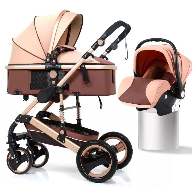 Modern Brand Baby Stroller Reversible Convertible Linen Canopy Aluminum